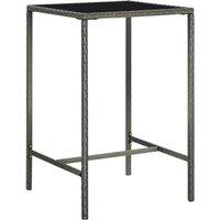 vidaXL Garden Bar Table Grey 70x70x110 cm Poly Rattan and Glass, Grey