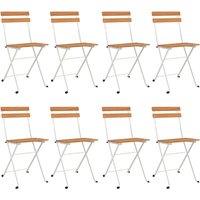 vidaXL Folding Bistro Chairs 8 pcs Solid Wood Acacia and Steel, Brown
