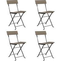vidaXL Folding Bistro Chairs 4 pcs Grey Poly Rattan and Steel, Grey