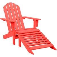 vidaXL Garden Adirondack Chair with Ottoman Solid Fir Wood Red, Red