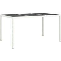 vidaXL Garden Table 150x90x75 cm Tempered Glass and Poly Rattan White, White