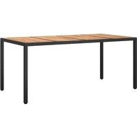 vidaXL Garden Table 190x90x75 cm Poly Rattan and Acacia Wood Black, Black
