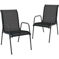 vidaXL Garden Chairs 2 pcs Steel and Textilene Black, Black