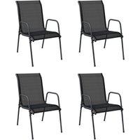 vidaXL Garden Chairs 4 pcs Steel and Textilene Black, Black