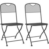 vidaXL Folding Garden Chairs 2 pcs Expanded Metal Mesh Anthracite, Grey