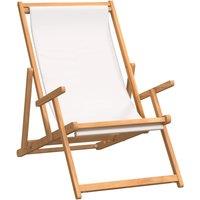 vidaXL Folding Beach Chair Solid Wood Teak Cream, Cream