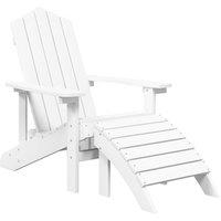 vidaXL Garden Adirondack Chair with Footstool HDPE White, White