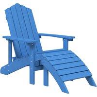 vidaXL Garden Adirondack Chair with Footstool HDPE Aqua Blue, Blue