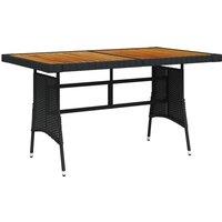 vidaXL Garden Table Black 130x70x72 cm Poly Rattan & Solid Acacia Wood, Black