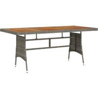 vidaXL Garden Table Grey 160x70x72 cm Poly Rattan & Solid Acacia Wood, Grey