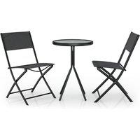 vidaXL 3pc Bistro Set Steel Black