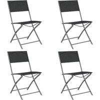vidaXL Folding Outdoor Chairs 4 pcs Black Steel and Textilene, Black
