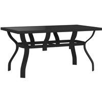 vidaXL Garden Table Black 140x70x70 cm Steel and Glass, Black