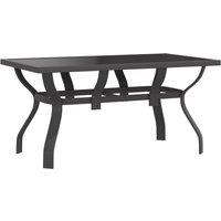 vidaXL Garden Table Grey and Black 140x70x70 cm Steel and Glass, Grey