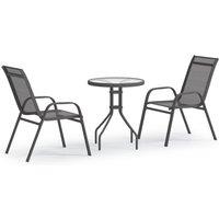 vidaXL 3 Piece Garden Bistro Set Grey