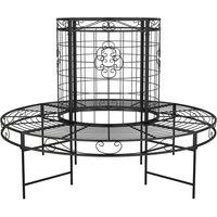 vidaXL Round Tree Bench 137 cm Black Steel, Black