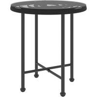 vidaXL Dining Table Black 50cm?Tempered Glass and Steel, Black