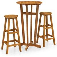 vidaXL 3 Piece Bar Set Solid Wood Acacia, Brown