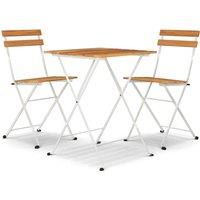 vidaXL 3 Piece Folding Bistro Set Solid Wood Acacia and Steel