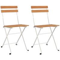 vidaXL Folding Bistro Chairs 2 pcs Solid Wood Acacia and Steel, Brown