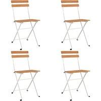 vidaXL Folding Bistro Chairs 4 pcs Solid Wood Acacia and Steel, Brown