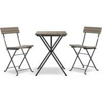 vidaXL 3 Piece Folding Bistro Set Grey Poly Rattan