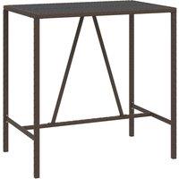 vidaXL Bar Table with Glass Top Brown 110x70x110 cm Poly Rattan, Brown