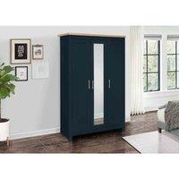 Birlea Highgate 3 Door Wardrobe/Mirror Navy Blue & Oak Effect, Blue