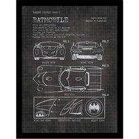 Batman batmobile Patent Collector Print framed , Multi