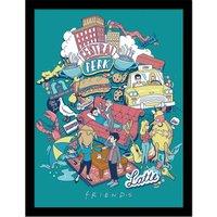 Friends 30 Years animated Montage Collector Print framed , Multi