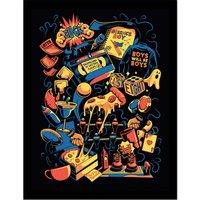 Friends 30 Years elements Illustration Collector Print framed , Multi