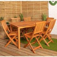 Samuel Alexander 6 Person Rectangular Wooden Dining Table Chairs Set, Brown