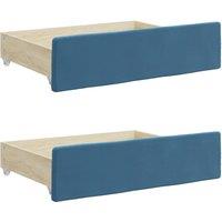 Vidaxl Bed Drawers 2 Pcs Blue Engineered Wood And Velvet, Blue