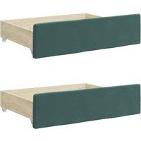 Vidaxl Bed Drawers 2 Pcs Dark Green Engineered Wood And Velvet, Green