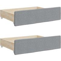 Vidaxl Bed Drawers 2 Pcs Light Grey Engineered Wood And Fabric, Grey
