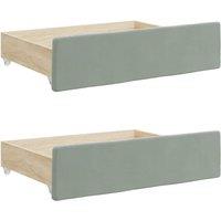 Vidaxl Bed Drawers 2 Pcs Light Grey Engineered Wood And Velvet, Grey