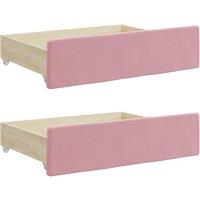 Vidaxl Bed Drawers 2 Pcs Pink Engineered Wood And Velvet, Pink
