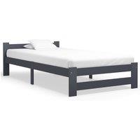 Vidaxl Bed Frame Dark Grey Solid Pine Wood 100X200 Cm, Grey