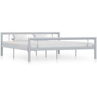 Vidaxl Bed Frame Grey And White Metal 180X200 Cm 6Ft Super King, Grey