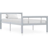 Vidaxl Bed Frame Grey And White Metal 90X200 Cm, Grey