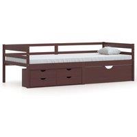 Vidaxl Bed Frame With Drawers&cabinet Dark Brown Pinewood 90X200 Cm, Brown
