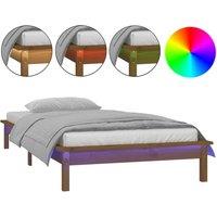 vidaXL LED Bed Frame Honey Brown 90x200 cm Solid Wood, Brown
