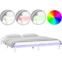 vidaXL LED Bed Frame White 160x200 cm Solid Wood, White