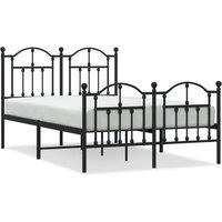 Vidaxl Metal Bed Frame With Headboard And Footboard Black 120X190 Cm Small Double, Black