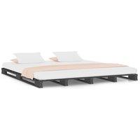 Vidaxl Pallet Bed Grey 140X190 Cm Solid Wood Pine, Grey
