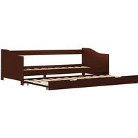 Vidaxl Pull-out Sofa Bed Frame Dark Brown Pinewood 90X200 Cm, Brown