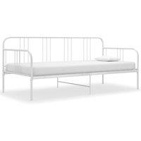 Vidaxl Sofa Bed Frame Bedroom Furniture Accessory Day Bed Base Guest Sleepover Bedstead Sofa For Adults Children White Metal 90X200 Cm, White