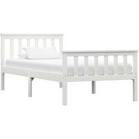 Vidaxl Solid Pine Wood Bed Frame Modern Contemporary Charm Stable & Durable Single Bed Accessory Bedroom Decor Furniture White 100X200Cm, White