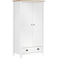 Vidaxl 2-door Wardrobe Hill White 89X50X170 Cm Solid Pine Wood, White