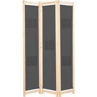 Vidaxl 3-panel Room Divider Grey 120X170X4 Cm Fabric